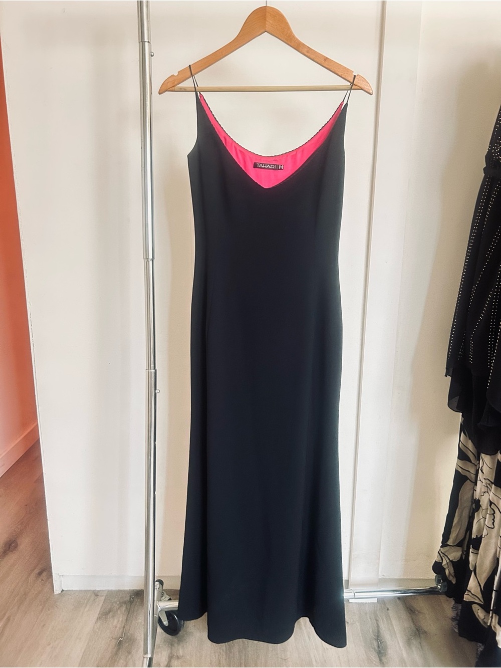 Tahari - Black Slip Dress with Pink Lining